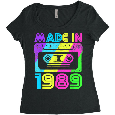 Made In 1989 Cassette Birthday Outfit 80s Party Wear Tee Women's Triblend Scoop T-shirt Designed By Isiszara