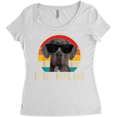Mens Great Dane Dad Funny Dog Sunglasses Vintage Great Dane T Shirt Women's Triblend Scoop T-shirt Designed By Jermonmccline