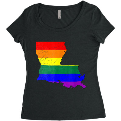 Louisiana Gay Pride Flag T Shirt Women's Triblend Scoop T-shirt Designed By Durwa552