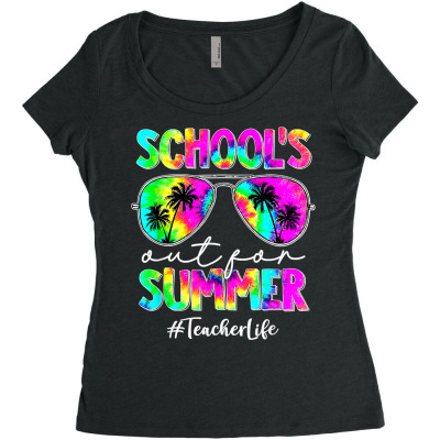 Schools Out For Summer Teacher Tie Dye Last Day Of School T Shirt Women's Triblend Scoop T-shirt Designed By Kretschmerbridge