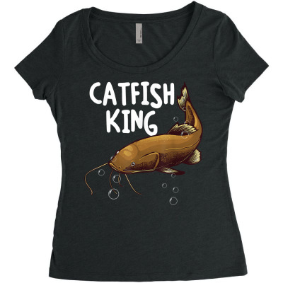 Funny Catfishing Design Men Dad Catfish King Fishing Hunters T Shirt Women's Triblend Scoop T-shirt Designed By Edenkait