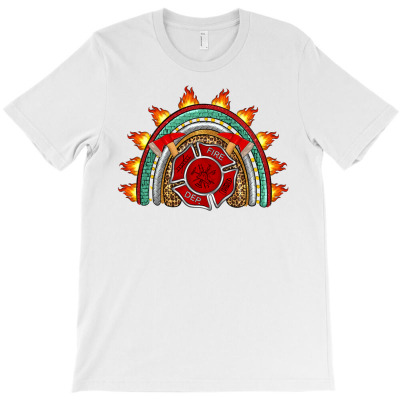 Firefighter Rainbow T-shirt Designed By Artiststas