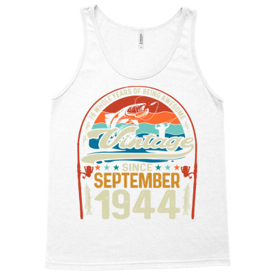 Retro September 1944 78 Year Old Fishing Lover 78th Birthday Pullover Tank Top Designed By Mendosand