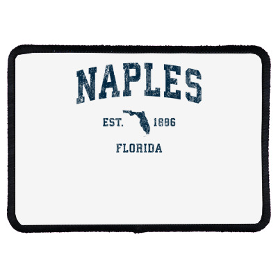 Naples Florida Fl Vintage Sports Design Navy Print T Shirt Rectangle Patch Designed By Isiszara