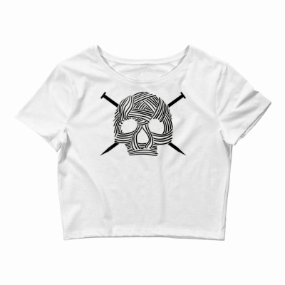 Cute Yarn Pirate Skull And Cross Needles Funny Crochet Gift T Shirt Crop Top Designed By Crich34