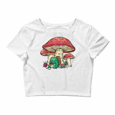 Frog And Mushroom House Toad Knitting Cute T Shirt Crop Top Designed By Marsh0545
