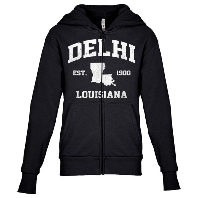 Delhi Louisiana La Vintage State Athletic Style T Shirt Youth Zipper Hoodie Designed By Dinyolani