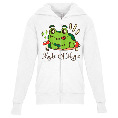Frog And Mushrooms Made Of Magic Toad Cottage Core T Shirt Youth Zipper Hoodie Designed By Marsh0545