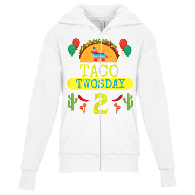 Taco Twosday Kids Birthday Party Tuesday Tacos Lover Gifts Youth Zipper Hoodie Designed By Gaelwalls