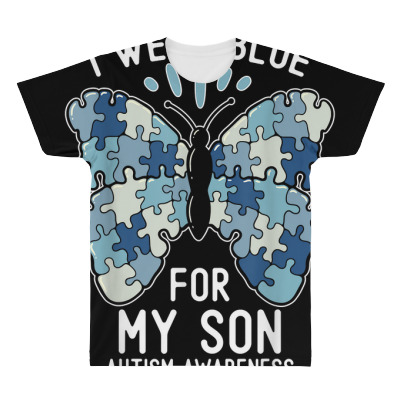 I Wear Blue For My Son Autism Awareness Mom Dad Parents T Shirt All Over Men's T-shirt Designed By Destifrid