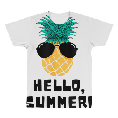 Hello Summer Funny Graphic, Cool Beach Pineapple T Shirt All Over Men's T-shirt Designed By Jahmayawhittle