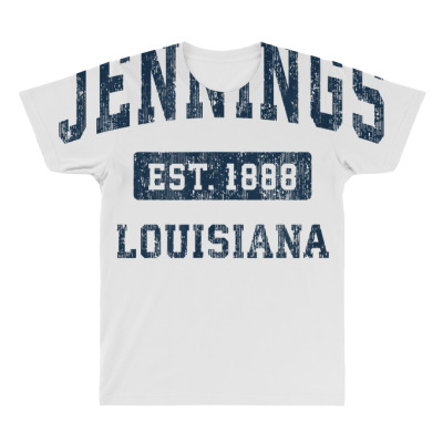 Jennings Louisiana La Vintage Sports Design Navy T Shirt All Over Men's T-shirt Designed By Ebertfran1985