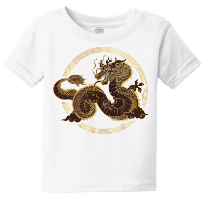 Cool Golden Dragon Backside Sweatshirt Baby Tee Designed By Mayrayami