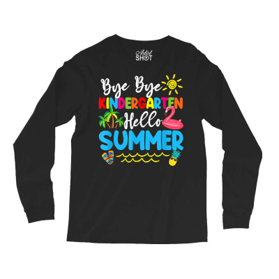 Bye Bye Kindergarten Hello Summer Flamingo Palm Tree Beach T Shirt Long Sleeve Shirts Designed By Darelychilcoat1989