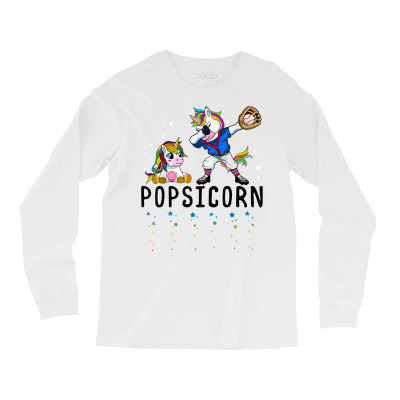 Mens White Popsicorn Unicorn Baseball Grandpa Softball Pops Party T Sh Long Sleeve Shirts Designed By Danai353