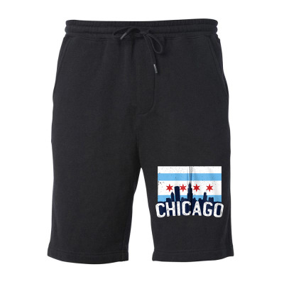 Chicago Skyline City Flag Illinois Souvenir Gift Zip Hoodie Fleece Short Designed By Stoutsal3223
