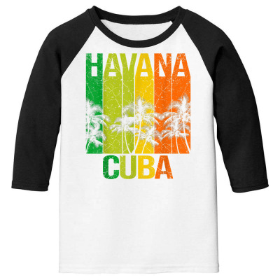 Havana Cuba Cuban Beach Caribbean Summer Holidays T Shirt Youth 3/4 Sleeve Designed By Yurikelo