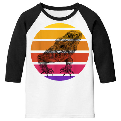 Retro Vintage Bearded Dragon Sunset Shirt Reptile Lizard T Shirt Youth 3/4 Sleeve Designed By Mikalegolub95
