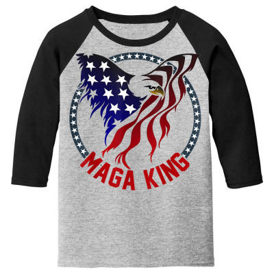 Mega King Eagle Usa Flag Proud Ultra Maga Trump 2024 T Shirt Youth 3/4 Sleeve Designed By Townscisn