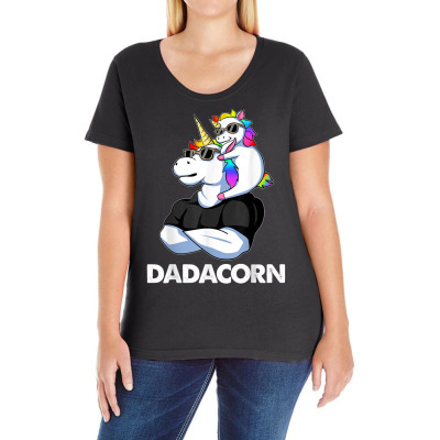Dadacorn   Unicorn Dad And Baby Christmas Papa Father's Day T Shirt Ladies Curvy T-shirt Designed By Kristalis