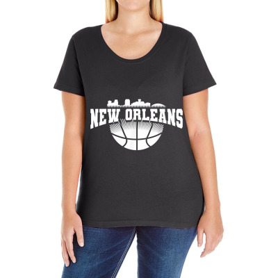 New Orleans Skyline Cityscape Downtown Basketball Souvenir T Shirt Ladies Curvy T-shirt Designed By Durwa552