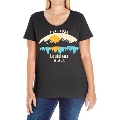 Louisiana Mountain Nature Sunset River Camping Hiking T Shirt Ladies Curvy T-shirt Designed By Naythendeters2000