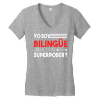 Bilingual Spanish English 2 Sided Superpower T Shirt Women's V-neck T-shirt | Artistshot