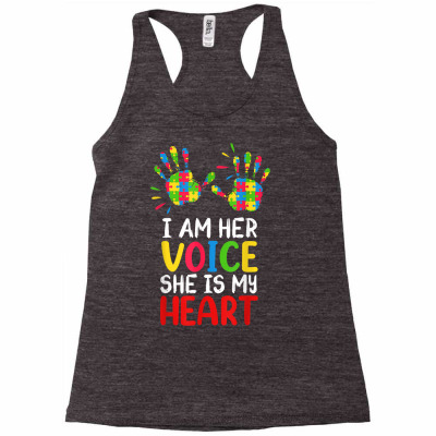 Autism Awareness Mom Dad Shirt I Am Her Voice She's My Heart T Shirt Racerback Tank Designed By Deannpati