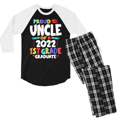 Proud Uncle Of A 2022 1st Grade Graduate Graduation Men's 3/4 Sleeve Pajama Set Designed By Cidolopez