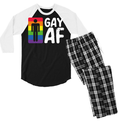 Gay Af Funny Lgbtq Awareness Rainbow Pride Diversity Sweatshirt Men's 3/4 Sleeve Pajama Set Designed By Mayrayami
