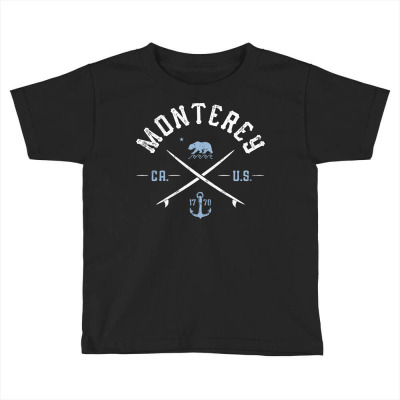 Monterey California   Vintage Surfing Bay Beach Arts Travel Pullover H Toddler T-shirt Designed By Destifrid