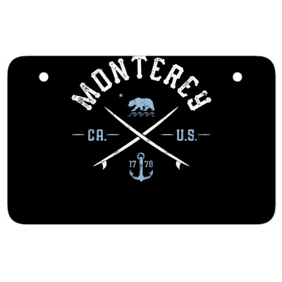 Monterey California   Vintage Surfing Bay Beach Arts Travel Pullover H Atv License Plate Designed By Destifrid