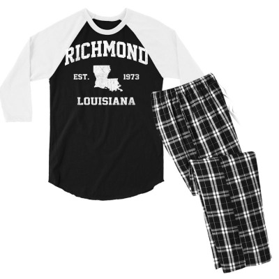Richmond Louisiana La Vintage State Athletic Style T Shirt Men's 3/4 Sleeve Pajama Set Designed By Dinyolani