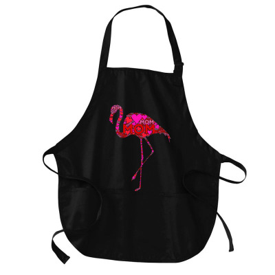 Pink Red Heart Love Mom   Flamingo Bird Mama Mother's Day Premium T Sh Medium-length Apron Designed By Isabebryn