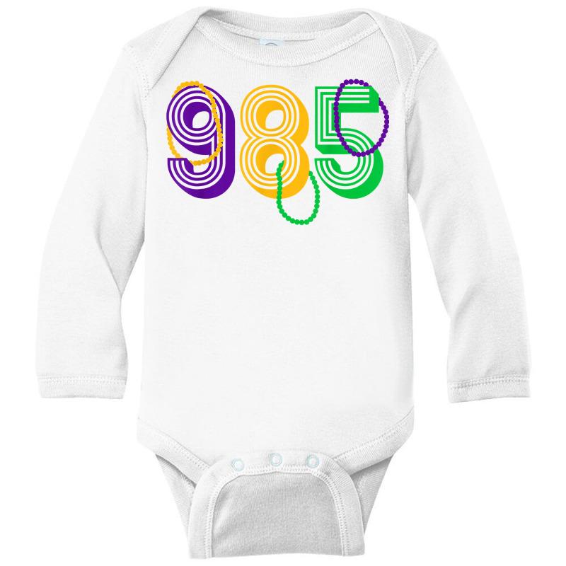 Mardi Gras Parade 985 Area Code Houma Louisiana T Shirt Long Sleeve Baby Bodysuit by saldeenshakir | Artistshot