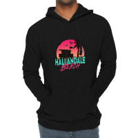 Vintage Hallandale Beach Florida Palm Trees Fl Distressed Lightweight Hoodie | Artistshot