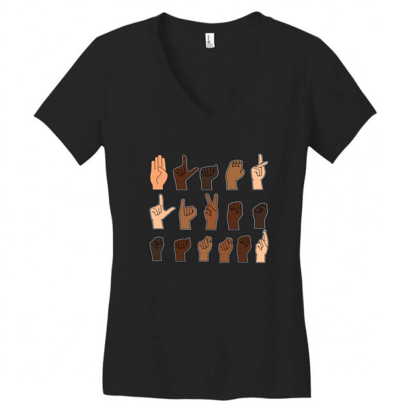 Black Lives Matter Sign Language Women's V-Neck T-Shirt by Robertos | Artistshot