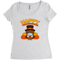 Cute Happy Thanksgiving Quarantine Turkey Mask Women's Triblend Scoop T-shirt | Artistshot