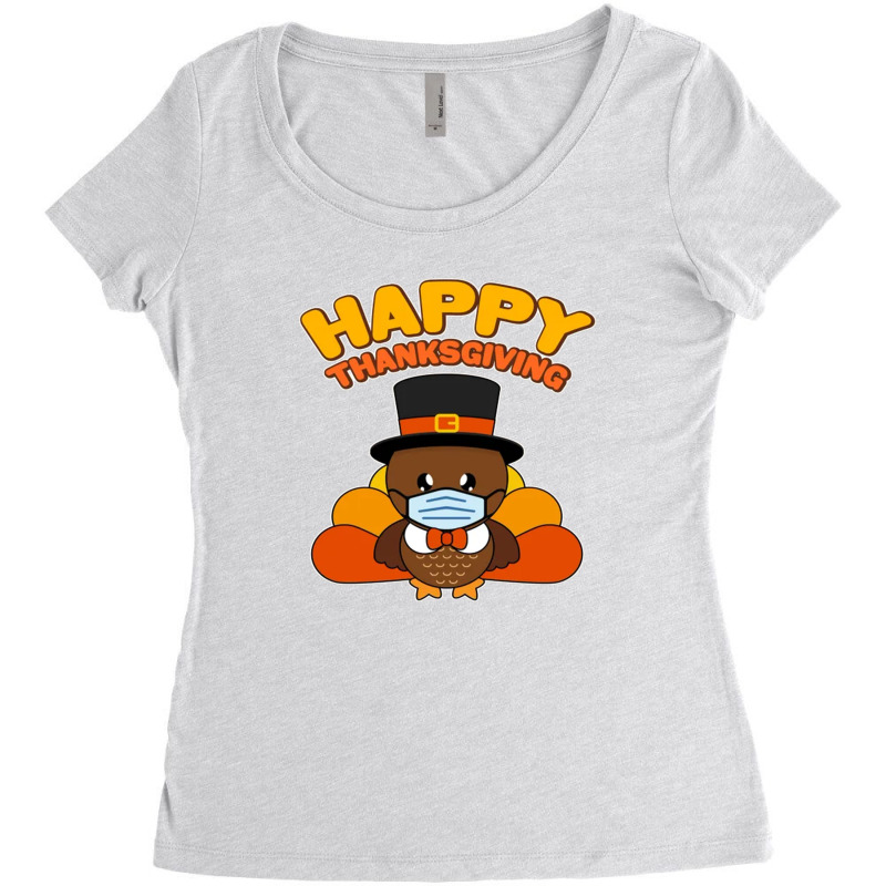 Cute Happy Thanksgiving Quarantine Turkey Mask Women's Triblend Scoop T-shirt by Robertos | Artistshot