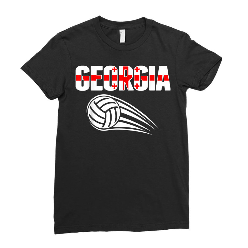 Georgia Volleyball Lovers Jersey   Georgian Flag Sport Fans T Shirt Ladies Fitted T-Shirt by darelychilcoat1989 | Artistshot