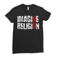 Atheism Imagine Antireligion White Distressed Rational T Shirt Ladies Fitted T-shirt | Artistshot