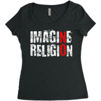 Atheism Imagine Antireligion White Distressed Rational T Shirt Women's Triblend Scoop T-shirt | Artistshot