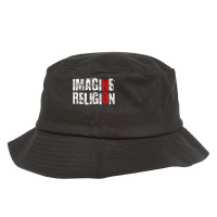 Atheism Imagine Antireligion White Distressed Rational T Shirt Bucket Hat | Artistshot