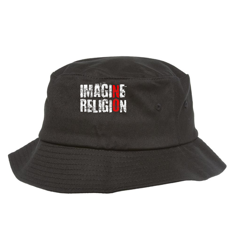 Atheism Imagine Antireligion White Distressed Rational T Shirt Bucket Hat by saldeenshakir | Artistshot