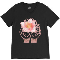 Meditation Yoga T  Shirt Meditation Hands Flower Rose T  Shirt V-neck Tee | Artistshot