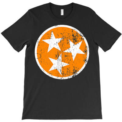 Distressed 3 Star Tn State Orange And White Tennessee Flag T Shirt T-shirt Designed By Saldeenshakir