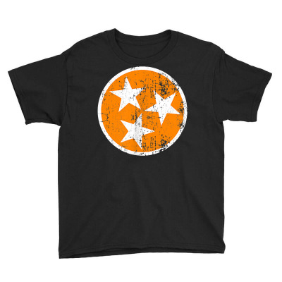 Distressed 3 Star Tn State Orange And White Tennessee Flag T Shirt Youth Tee Designed By Saldeenshakir
