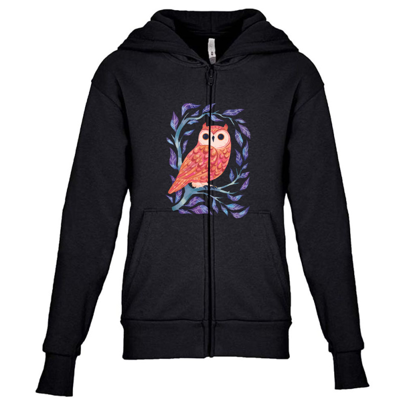 Owl Sitting In A Tree Youth Zipper Hoodie | Artistshot