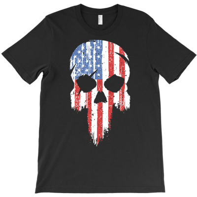 Independence Day T  Shirt American Skull Flag U S A Military Patriotic T-shirt Designed By John Mckeown