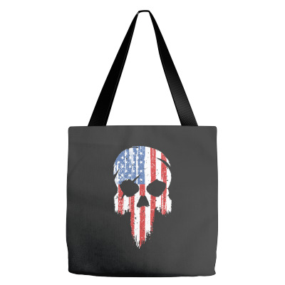 Independence Day T  Shirt American Skull Flag U S A Military Patriotic Tote Bags Designed By Strategicwacky